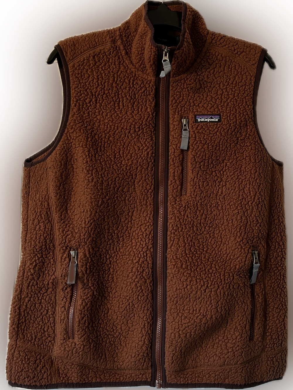 Patagonia Wonen’s Brown Sherpa Vest with Zip Pockets